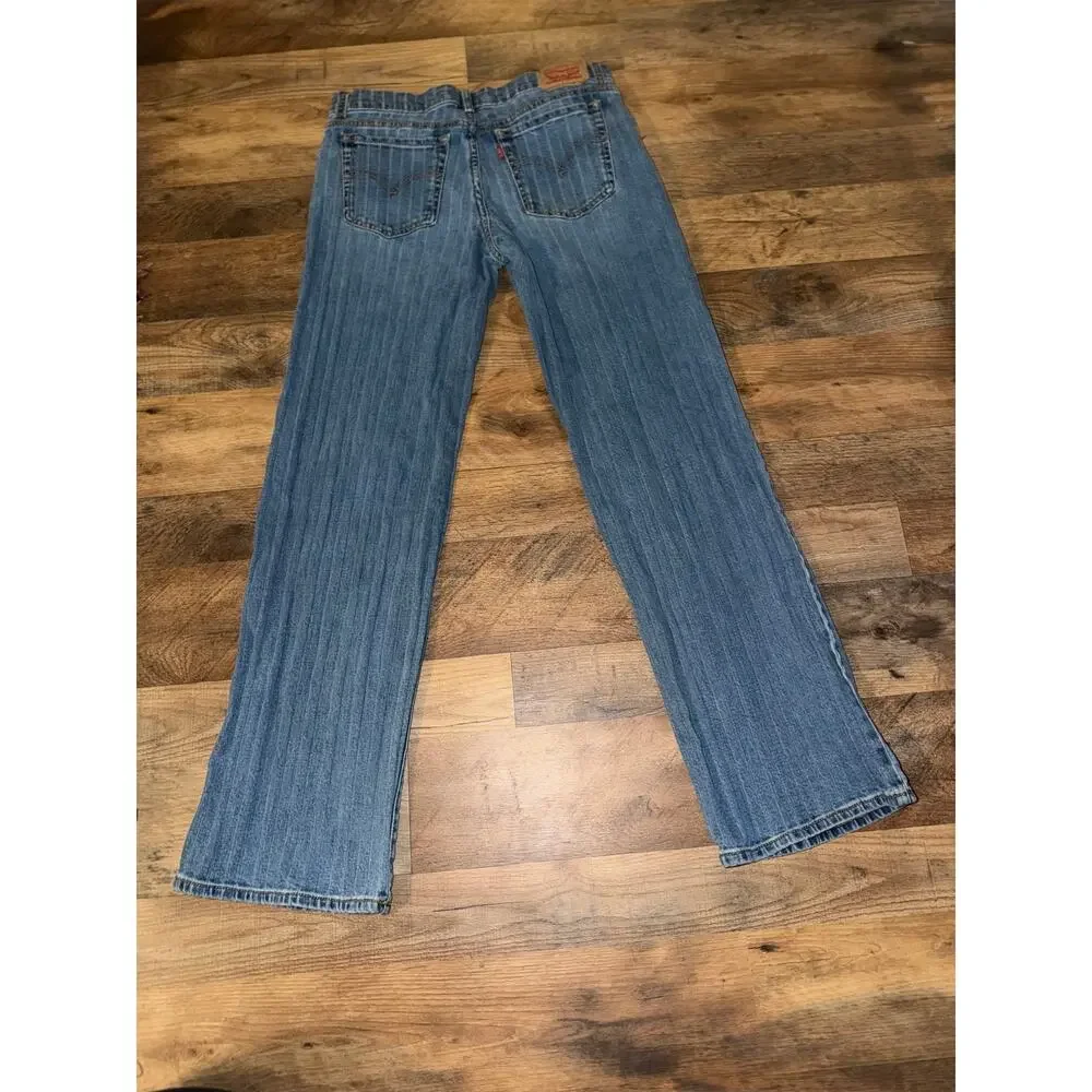 Levi’s girls stripe wide leg blue jeans with adjustable waistband